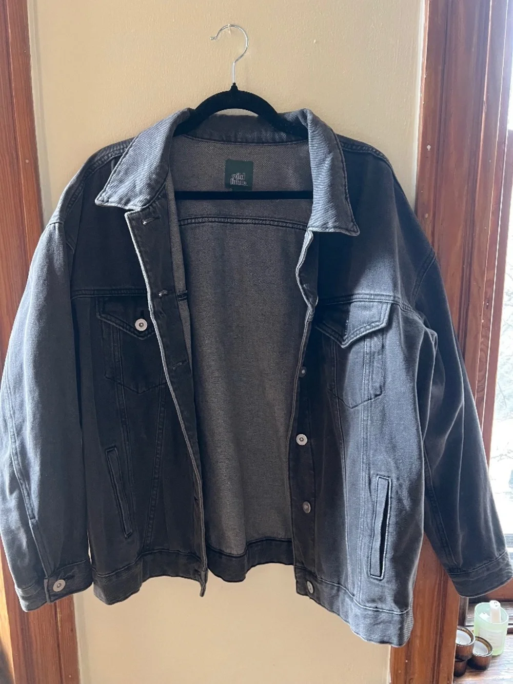 Black Denim Oversize Jacket - Picture 1 of 3